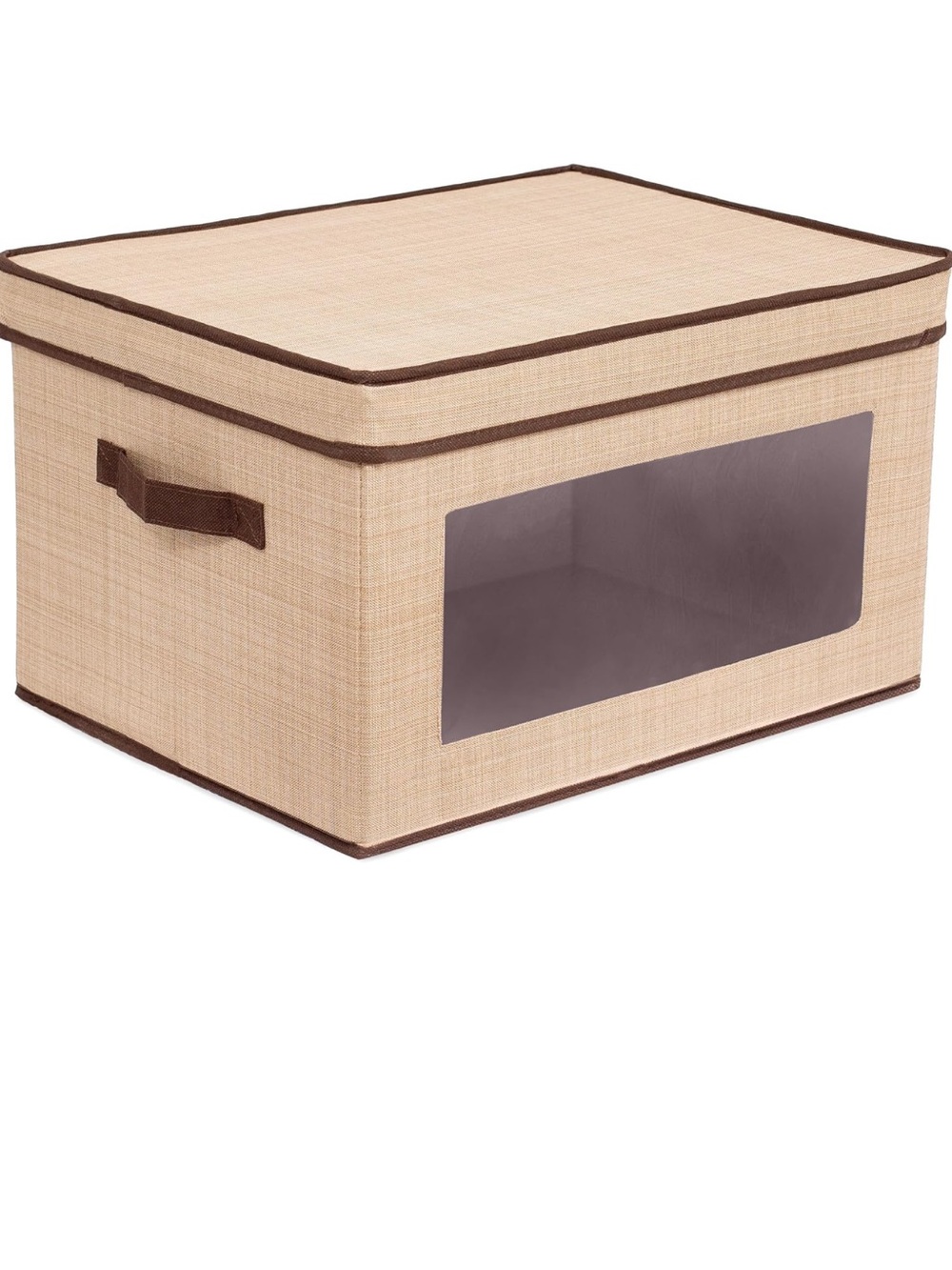 Set of 2 foldable fabric storage bins with lids and handles